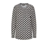 Schlupfbluse GOLDNER "Grafische Viskosebluse mit Rundhals", Damen, Gr. 44, beige (stein, schwarz, gemustert), Obermaterial: 100% Viskose CV., Modisch, figurumspielend, Blusen Schlupfbluse, Seitennahts