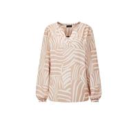 Schlupfbluse GOLDNER "Grafische Viskosebluse mit Schlitz", Damen, Gr. 44, beige (beige, gemustert), Obermaterial: 100% Viskose CV., figurumspielend, Blusen Schlupfbluse, Gummibündchen am Armabschluss