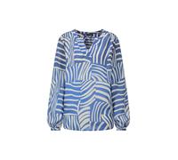 Schlupfbluse GOLDNER "Grafische Viskosebluse mit Schlitz", Damen, Gr. 50, blau (blau, gemustert), Obermaterial: 100% Viskose CV., figurumspielend, Blusen Schlupfbluse, Gummibündchen am Armabschluss (7