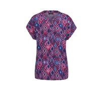 Schlupfbluse GOLDNER "Kurzgröße Bluse mit Tunika Ausschnitt", Damen, Gr. 20, blau (sangria, blau, gemustert), Obermaterial: 100% Viskose CV., Sonstiges, Blusen Schlupfbluse, Tunika-Ausschnitt (5373043