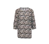 Schlupfbluse GOLDNER "Kurzgröße Druckbluse mit raffinierter Ausschnittlösung", Damen, Gr. 20, schwarz (schwarz, weiß, beige, gemustert), Obermaterial: 100% Viskose CV., figurumspielend, weit Gummibünd