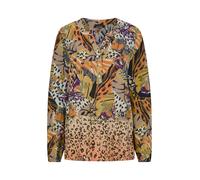 Schlupfbluse GOLDNER "Kurzgröße Elegante Printbluse, Langarm", Damen, Gr. 23, gelb (honig, gemustert), Obermaterial: 100% Viskose CV., Modisch, figurumspielend, Blusen Schlupfbluse, Mustermix (5729711
