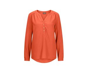 Schlupfbluse GOLDNER "Kurzgröße Elegante Viskosebluse mit V-Ausschnitt", Damen, Gr. 21, orange (terrakotta), Obermaterial: 100% Viskose CV., Modisch, gerade, V-Ausschnitt, Tubular, Blusen Schlupfbluse