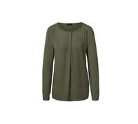 Schlupfbluse GOLDNER "Kurzgröße Figurschmeichelnde Schlupfbluse mit modischer Kragenverarbeitung", Damen, Gr. 22, grün (baummoos), Obermaterial: 100% Viskose CV., figurumspielend, eng 1-Knopf-Manschet