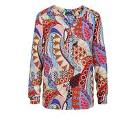 Schlupfbluse GOLDNER "Kurzgröße Florale Druckbluse mit V-Ausschnitt", Damen, Gr. 22, bunt (bunt, gemustert), Obermaterial: 100% Viskose CV., Modisch, normales Bündchen, Blusen Schlupfbluse, Knopfleist