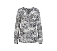 Schlupfbluse GOLDNER "Kurzgröße Florale Druckbluse mit V-Ausschnitt", Damen, Gr. 24, schwarz (schwarz, gemustert), Obermaterial: 100% Viskose CV., Modisch, V-Ausschnitt, normales Bündchen, Blusen Schl