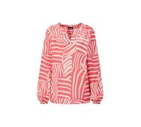 Schlupfbluse GOLDNER "Kurzgröße Grafische Viskosebluse mit Schlitz", Damen, Gr. 25, rot (koralle, gemustert), Obermaterial: 100% Viskose CV., figurumspielend, V-Ausschnitt, Blusen Schlupfbluse, Gummib