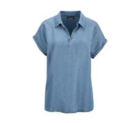 Schlupfbluse GOLDNER "Kurzgröße Leichte Bluse in Denim-Optik für Damen", Damen, Gr. 25, blau (hellblau), Obermaterial: 100% Lyocell CLY., Modisch, gerade, keine/nicht relevant, Blusen Schlupfbluse, So