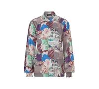 Schlupfbluse GOLDNER "Kurzgröße Leichte Printbluse mit Patchwork-Muster", Damen, Gr. 20, beige (stein, gemustert), Obermaterial: 100% Viskose CV., figurumspielend, Blusen Schlupfbluse, Modischer Patch