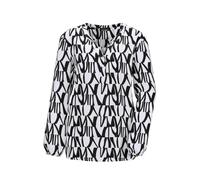 Schlupfbluse GOLDNER "Kurzgröße Printbluse mit Allover-Druck", Damen, Gr. 25, schwarz (schwarz, weiß, gemustert), Obermaterial: 100% Viskose CV., figurumspielend, Gummibündchen, Blusen Schlupfbluse, M