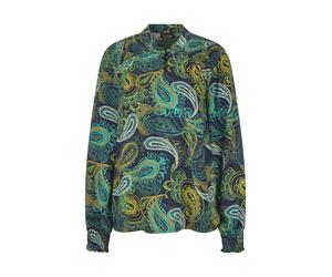 Schlupfbluse GOLDNER "Kurzgröße Viskose-Satin-Bluse mit Paisley-Muster", Damen, Gr. 20, grün (smaragd, gemustert), Obermaterial: 100% Viskose CV., Modisch, Blusen Schlupfbluse, Paisley-Muster (5909112