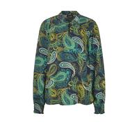 Schlupfbluse GOLDNER "Kurzgröße Viskose-Satin-Bluse mit Paisley-Muster", Damen, Gr. 21, grün (smaragd, gemustert), Obermaterial: 100% Viskose CV., Modisch, Blusen Schlupfbluse, Paisley-Muster (5909112