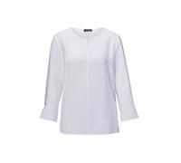 Schlupfbluse GOLDNER "Kurzgröße Viskosebluse mit 3/4-Ärmeln, Rundhals", Damen, Gr. 19, weiß, Obermaterial: 87% Viskose CV. 13% Polyamid PA., figurumspielend, Manschette, Blusen Schlupfbluse, Ziernaht 