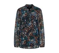 Schlupfbluse GOLDNER "Leichte Jersey-Druckbluse, Langarm", Damen, Gr. 42, blau (royalblau, gemustert), Obermaterial: 100% Polyester PES., Modisch, gerade, Blusen Schlupfbluse, Semitransparente Chiffon