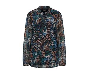 Schlupfbluse GOLDNER "Leichte Jersey-Druckbluse, Langarm", Damen, Gr. 50, blau (royalblau, gemustert), Obermaterial: 100% Polyester PES., Modisch, gerade, Blusen Schlupfbluse, Semitransparente Chiffon