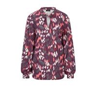 Schlupfbluse GOLDNER "Moderne Rüschenbluse mit Stehkragen", Damen, Gr. 50, pink (beere, gemustert), Obermaterial: 100% Viskose CV., Blusen Schlupfbluse, Rüschen (82723811-50) beere, gemustert