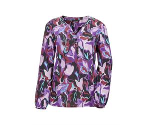 Schlupfbluse GOLDNER "Printbluse mit Allover-Druck", Damen, Gr. 44, lila (lila, gemustert), Obermaterial: 100% Viskose CV., figurumspielend, Gummibündchen, Blusen Schlupfbluse, Mit Seitenschlitzen (35