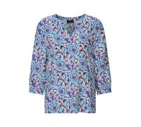 Schlupfbluse GOLDNER "Viskosebluse mit floralem Muster", Damen, Gr. 46, blau, gemustert, Obermaterial: 100% Viskose CV., figurumspielend, Blusen Schlupfbluse, figurschmeichelnder Schnitt (86846546-46)