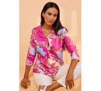 Schlupfbluse HEINE, Damen, Gr. 38, orange (orange, fuchsia, bedruckt), 100% Viskose, geblümt, gemustert, V-Ausschnitt, Blusen Schlupfbluse (89564937-38) orange, fuchsia, bedruckt