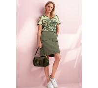 Schlupfbluse HEINE, Damen, Gr. 40, khaki, pistazie, bedruckt, 100% Modal, bedruckt, gemustert, mehrfarbig, V-Ausschnitt, Blusen Schlupfbluse (72363202-40) khaki, pistazie, bedruckt