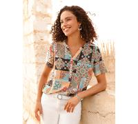 Schlupfbluse INSPIRATIONEN, Damen, Gr. 36, bunt (mint, apricot, bedruckt), 100% Viskose, bedruckt, gemustert, mehrfarbig, Rundhals, Blusen Schlupfbluse (45956356-36) mint, apricot, bedruckt
