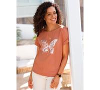 Schlupfbluse INSPIRATIONEN, Damen, Gr. 38, orange (papaya), 100% Viskose, gemustert, unifarben, Rundhals, Blusen Schlupfbluse (39631421-38) papaya