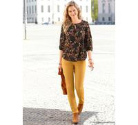 Schlupfbluse INSPIRATIONEN, Damen, Gr. 40, gelb (schwarz, ocker, bedruckt), 100% Viskose, Paisley, bedruckt, gemustert, mehrfarbig, Rundhals, Blusen Schlupfbluse (98084241-40) schwarz, ocker, bedruckt