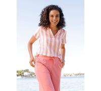 Schlupfbluse INSPIRATIONEN, Damen, Gr. 42, rosa (flamingo, weiß), 100% Viskose, bedruckt, gemustert, mehrfarbig, Rundhals, Blusen Schlupfbluse (50981327-42) flamingo, weiß