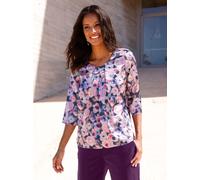 Schlupfbluse LADY, Damen, Gr. 42, bunt (marine, puder, bedruckt), 100% Polyester, geblümt, gemustert, mehrfarbig, Rundhals, Blusen Schlupfbluse (43950949-42) marine, puder, bedruckt