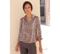 Schlupfbluse LADY, Damen, Gr. 50, braun (schlamm, ecru, bedruckt), 100% Polyester, geblümt, gemustert, mehrfarbig, Blusen Schlupfbluse (59329605-50) schlamm, ecru, bedruckt