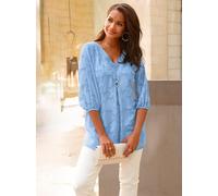 Schlupfbluse LADY, Damen, Gr. 54, blau (himmelblau), 100% Polyester, unifarben, V-Ausschnitt, Blusen Schlupfbluse (41911748-54) himmelblau