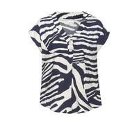 Schlupfbluse LASCANA, Damen, Gr. 42, blau (blau, creme bedruckt), Web, Obermaterial: 100% Viskose, bedruckt, figurumspielend hüftlang, V-Ausschnitt, Blusen Schlupfbluse, mit Alloverprint und modischen