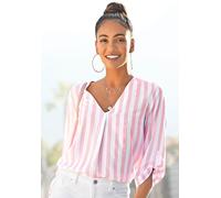 Schlupfbluse LASCANA Gr. 42, rosa (weiß, rosa) Damen Blusen (89638429-42) weiß, rosa