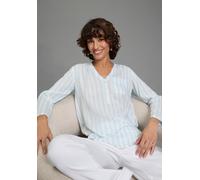 Schlupfbluse LAURA SCOTT, Damen, Gr. 44, blau (blau gestreift), Web, Obermaterial: 100% Viskose, gestreift, bequem hüftbedeckend, V-Ausschnitt, mit Riegel krempelbar, Blusen Schlupfbluse, gestreifte L