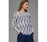Schlupfbluse LAURA SCOTT, Damen, Gr. 46, weiß gemustert, Web, Obermaterial: 97% Polyester, 3% Elasthan, bedruckt, figurumspielend hüftbedeckend, Carmenausschnitt, elastischer Bund mit Gummizug, Blusen