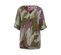 Schlupfbluse LIEBLINGSSTÜCK "EvrenL", Damen, Gr. 44, grün (khaki), Web, Obermaterial: 100% Viskose, bedruckt, Basic, V-Ausschnitt, weit Manschette mit Schlitz, Blusen Schlupfbluse, mit trendigem Print