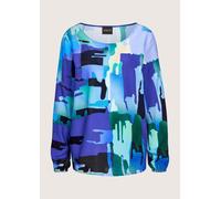 Schlupfbluse MADELEINE "Blusenshirt Stilvolle Viskosebluse mit Grafik-Print", Damen, Gr. 36, blau (blau, gemustert), Obermaterial: 100% Viskose CV., Modern, figurumspielend, Blusen Schlupfbluse, Grafi