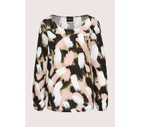 Schlupfbluse MADELEINE "Blusenshirt Viskosebluse mit Unikat-Print", Damen, Gr. 44, bunt (beige, schwarz, gemustert), Obermaterial: 100% Viskose CV., Modern, figurumspielend, Blusen Schlupfbluse, Unika