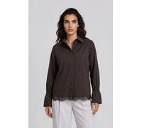 Schlupfbluse MILANO ITALY, Damen, Gr. 38, mocca, Web, Material: 70% Baumwolle, 27% Polyamid, 3% Elasthan, unifarben, gerade normal, hoch geschlossener Ausschnitt, elastischer Bund, Blusen Schlupfbluse