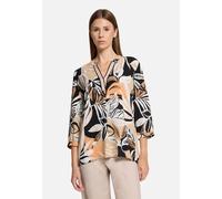 Schlupfbluse BETTY BARCLAY "Betty Barclay Schlupfbluse mit 3/4 Arm", Damen, Gr. 38, schwarz (schwarz, braun), Obermaterial: 100% Viskose., modisch, figurumspielend normal, V-Ausschnitt, 3/4-Ärmel, Blu