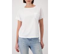 Schlupfbluse MONARI "Schluse Basic Schluse", Damen, Gr. 36, weiß (ecru), Web, Obermaterial: 100% Polyester. Rückenteil: 50% Baumwolle, 50% Modal, clean, unifarben, regular fit taillenbedeckt, Rundhals