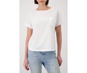 Schlupfbluse MONARI "Schluse Basic Schluse", Damen, Gr. 36, weiß (ecru), Web, Obermaterial: 100% Polyester. Rückenteil: 50% Baumwolle, 50% Modal, clean, unifarben, regular fit taillenbedeckt, Rundhals
