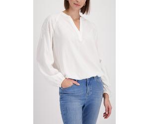 Schlupfbluse MONARI "Stickerei", Damen, Gr. 42, off, weiß, Web, Obermaterial: 100% Viskose, unifarben, regular fit taillenbedeckt, V-Ausschnitt, eingesetzt elastischer Bund, Blusen Schlupfbluse, Regul