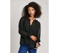 Schlupfbluse PEPE JEANS "ADDISON", Damen, Gr. XS (34), schwarz, Web, Obermaterial: 100% Polyester, regular fit, Rundhals, Blusen Schlupfbluse (26322752-XS)