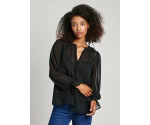 Schlupfbluse PEPE JEANS "ADDISON", Damen, Gr. XS (34), schwarz, Web, Obermaterial: 100% Polyester, regular fit, Rundhals, Blusen Schlupfbluse (26322752-XS)