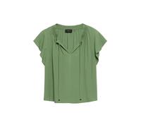 Schlupfbluse S.OLIVER BLACK LABEL, Damen, Gr. 40, grün, Web, Obermaterial: 100% Viskose, unifarben, normal hüftbedeckend, V-Ausschnitt, abgesteppte Kante, Blusen Schlupfbluse, Sommershirt mit Bindeban