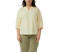 Schlupfbluse S.OLIVER CURVE, Damen, Gr. 48, gelb, Web, Obermaterial: 60% Viskose, 40% Baumwolle, unifarben, lässig geschnitten hüftbedeckend, Rundhals, Bündchen, Blusen Schlupfbluse, 3/4-Arm mit Visko