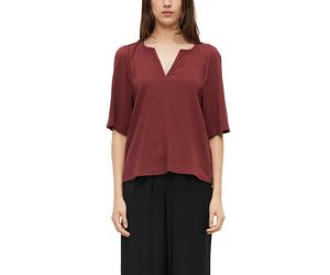 Schlupfbluse S.OLIVER, Damen, Gr. 38, rot (schwarz pomegranat), Web, Obermaterial: 95% Viskose, 4% Polyamid, 1% Elasthan, unifarben, lässig geschnitten hüftbedeckend, Rundhals, abgesteppte Kante, Blus
