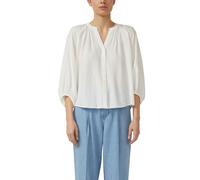 Schlupfbluse S.OLIVER, Damen, Gr. 40, sanftes weiß, Web, Obermaterial: 82% Viskose, 18% Polyamid, unifarben, lässig geschnitten hüftbedeckend, Rundhals, elastischer Bund, Blusen Schlupfbluse, 3/4-Arm-