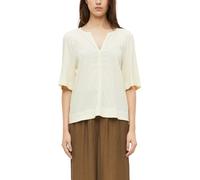 Schlupfbluse S.OLIVER, Damen, Gr. 42, beige (light cream beige), Web, Obermaterial: 95% Viskose, 4% Polyamid, 1% Elasthan, unifarben, lässig geschnitten hüftbedeckend, Rundhals, abgesteppte Kante, Blu